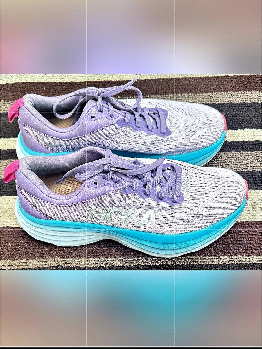 HOKA ONE Hoka Bondi 7 Athletic Shoes Purple & Blue US 7.5B